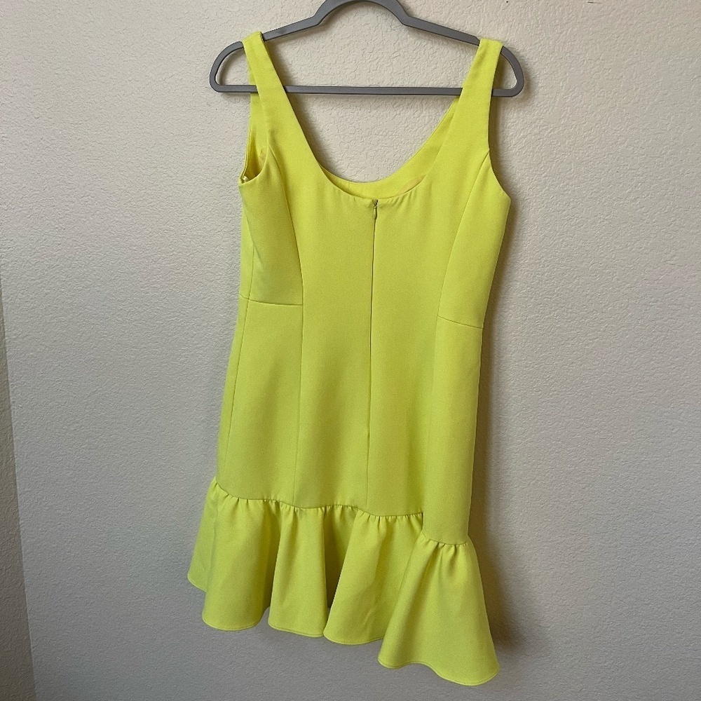 MILLY | Ruffled Hem Geneva Mini Dress in Neon Yellow | Size 6 - Picture 8 of 12